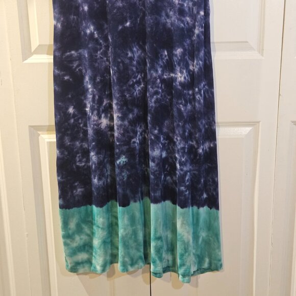 Soft Surroundings Dress Size M Tie-Dye Navy & Teal Boho Maxi Soft Knit Flowy - Picture 8 of 14